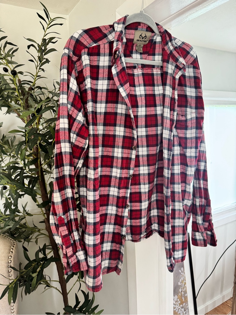 RealTree Red Plaid Flannel Shirt - Men's Casual Button-Up XL